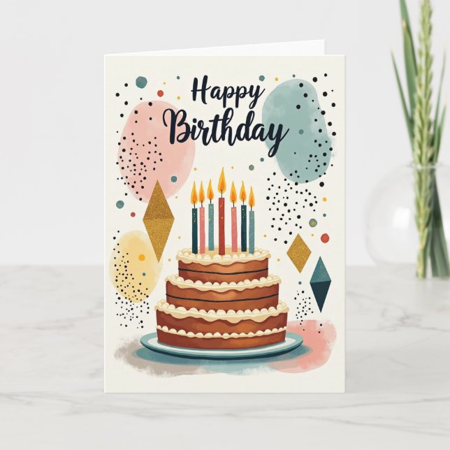 Tarjeta de cumpleaños de vela de pastel dulce (Anverso)