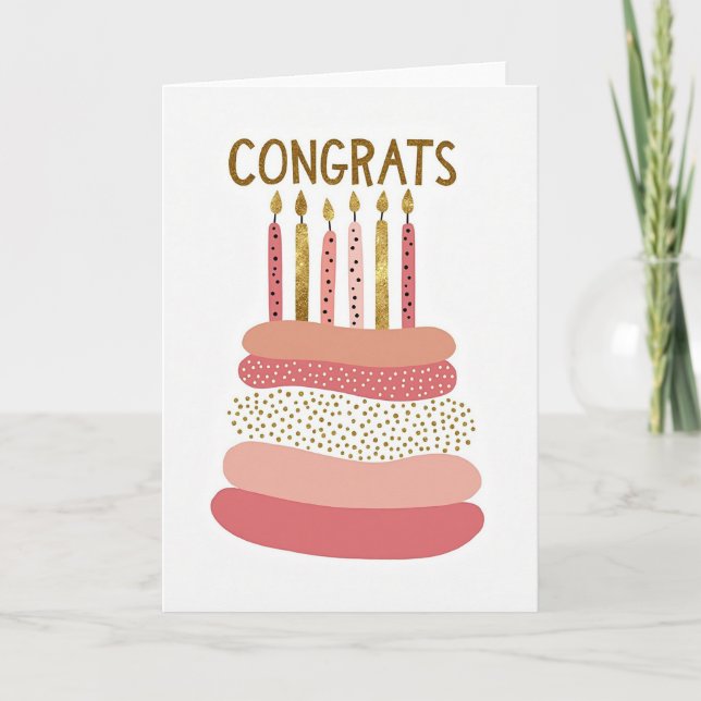 Tarjeta de cumpleaños de vela dorada (Anverso)