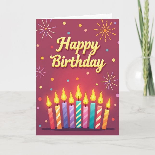 Tarjeta de cumpleaños de vela encendida (Anverso)