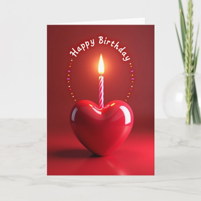 Tarjeta de cumpleaños de vela encendida (Anverso)
