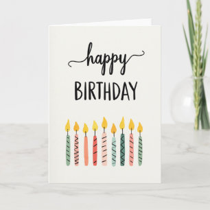Tarjeta de cumpleaños de vela rayada