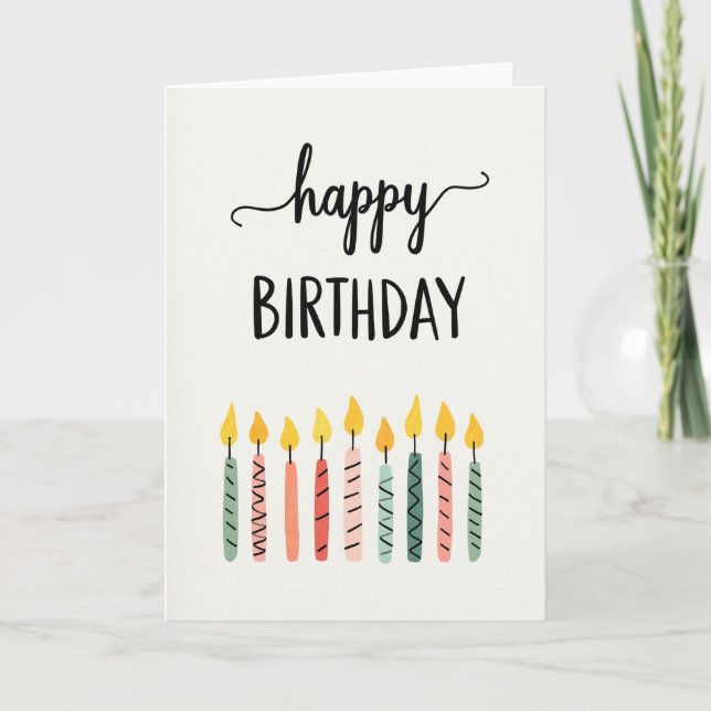 Tarjeta de cumpleaños de vela rayada (Anverso)