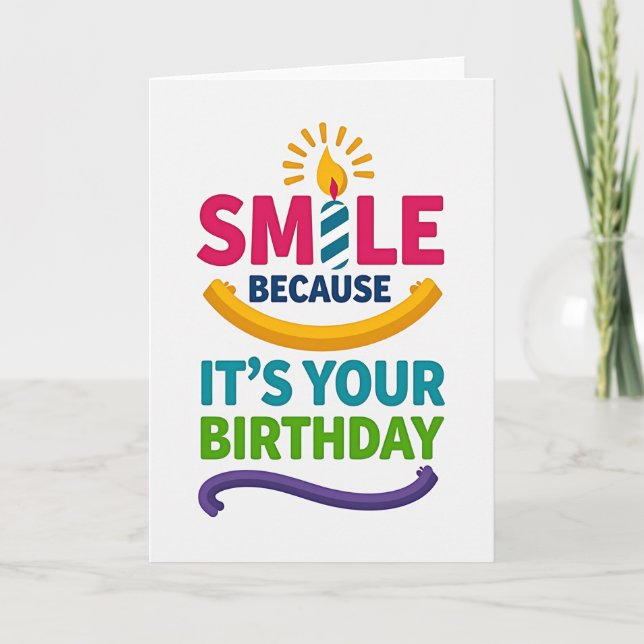 Tarjeta de cumpleaños de vela sonriente (Anverso)