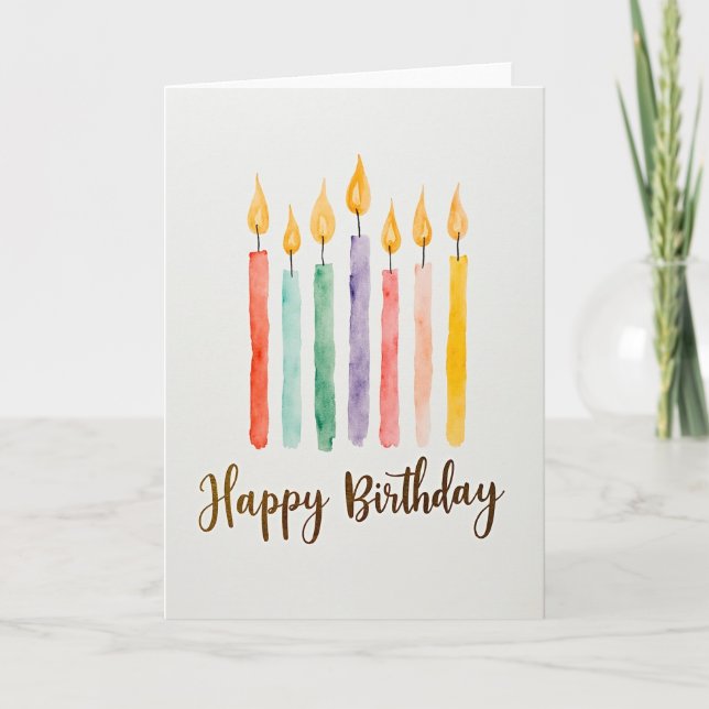 Tarjeta de cumpleaños de vela vibrante (Anverso)
