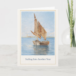 Tarjeta de cumpleaños de velero clásico • Costero