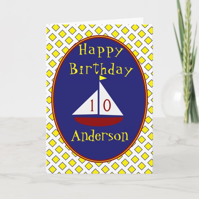 Tarjeta de cumpleaños de velero lindo específica p (Anverso)