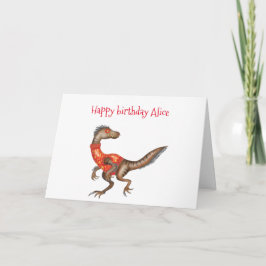 Tarjeta de cumpleaños de Velociraptor personalizad