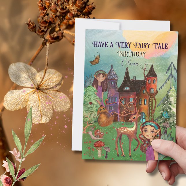 Tarjeta de cumpleaños de venta al personalizado En (Custom Enchanted Forest Fairy Tale Birthday Card )