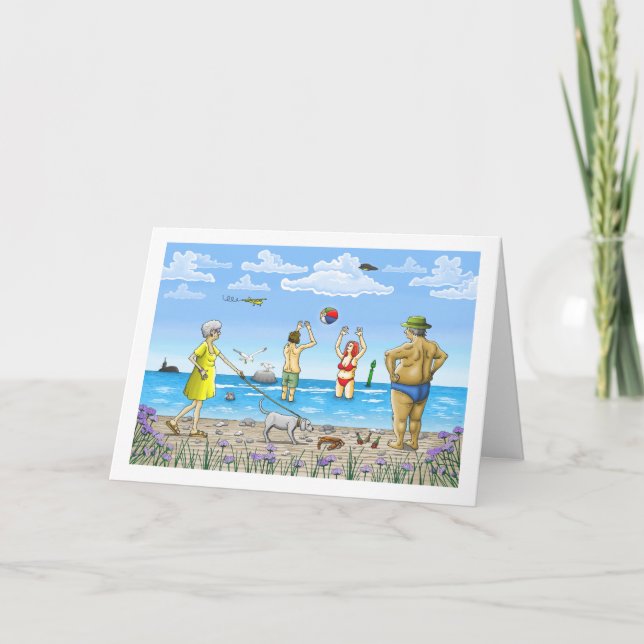 Tarjeta de cumpleaños de verano en la playa (Anverso)