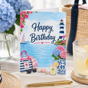 Tarjeta de cumpleaños de verano para ella Preppy C