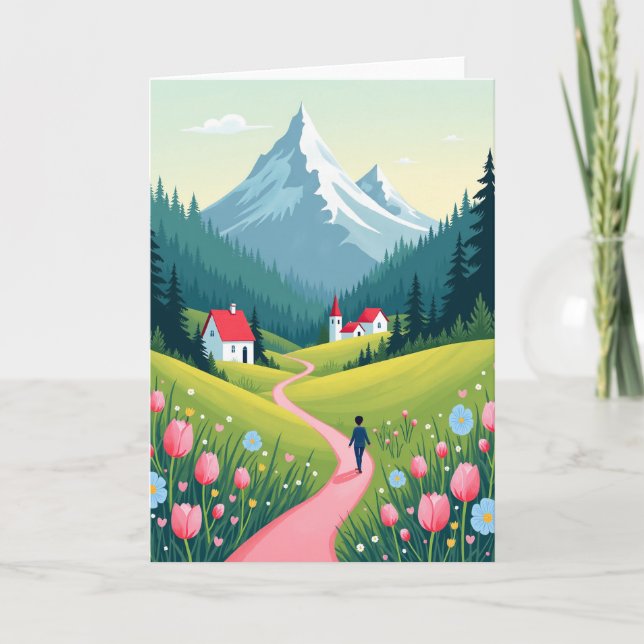 Tarjeta de cumpleaños de viaje floral (Anverso)