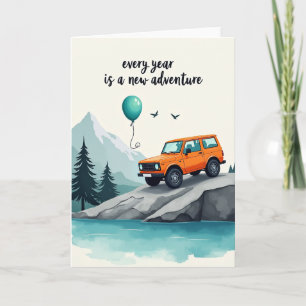 Tarjeta de cumpleaños de viaje por la montaña