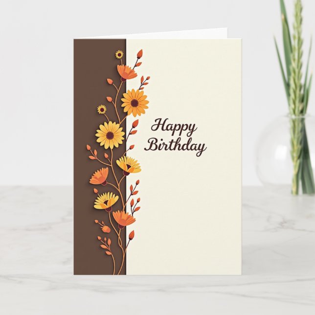 Tarjeta de cumpleaños de vid elegante (Anverso)