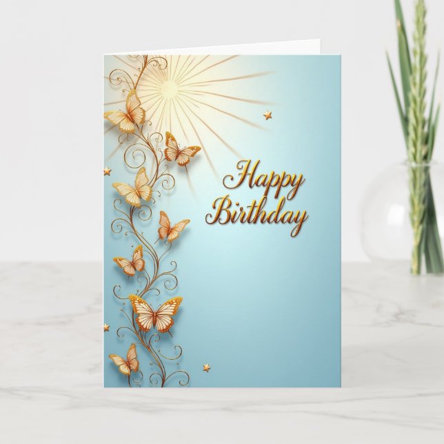 Tarjeta de cumpleaños de Vid Verde Dorada (Anverso)
