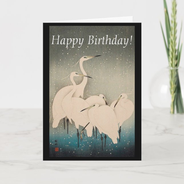 Tarjeta de cumpleaños de vida silvestre de garzas  (Anverso)