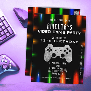 Tarjeta de cumpleaños de videojuegos con controlad