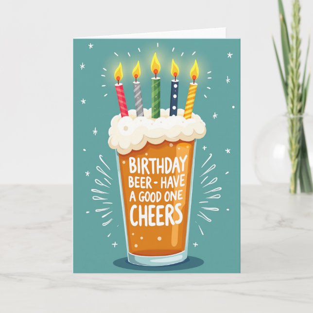 Tarjeta de cumpleaños de vidrio con vela (Anverso)