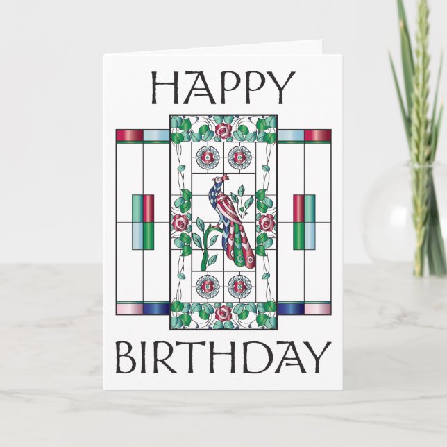 Tarjeta de cumpleaños de vidrio contenido Mah Jong (Anverso)