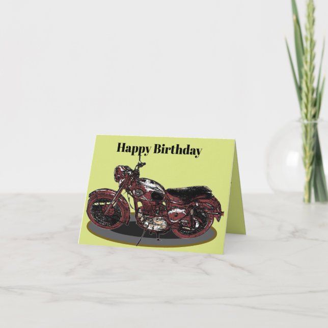 Tarjeta de cumpleaños de vieja moto BSA (Anverso)