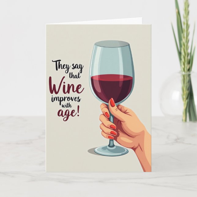 Tarjeta de cumpleaños de vino añejo (Anverso)