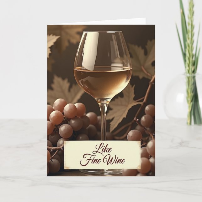 Tarjeta de cumpleaños de vino dorado (Anverso)