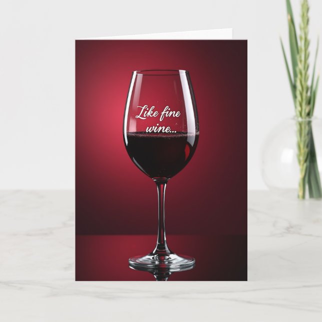 Tarjeta de cumpleaños de vino elegante (Anverso)