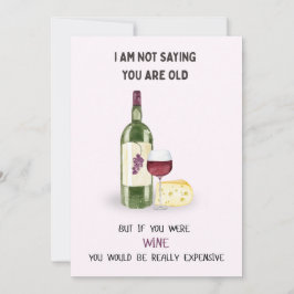 Tarjeta de cumpleaños de vino fino