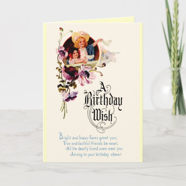Tarjeta de cumpleaños de Vintage Happy (Anverso)