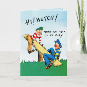 Tarjeta de cumpleaños de Vintage masculino gay de 