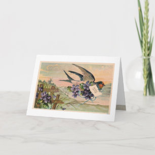 Tarjeta de cumpleaños de violetas de época