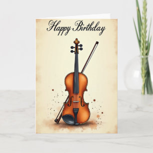 Tarjeta de cumpleaños de violín melódico