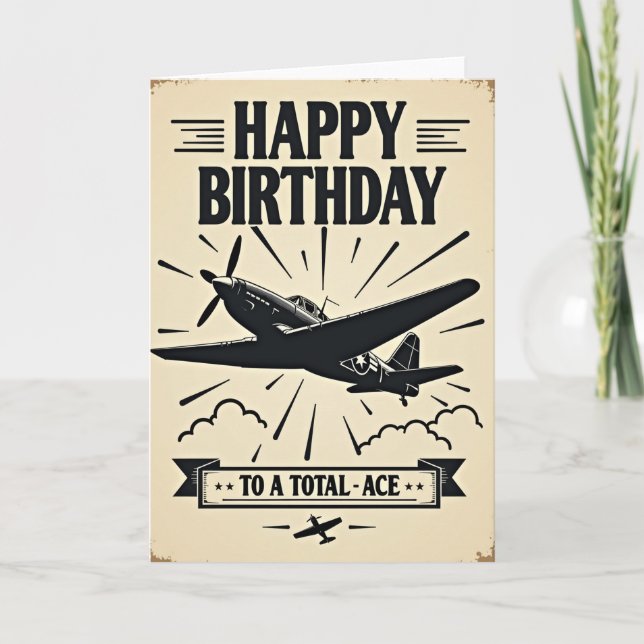 Tarjeta de cumpleaños de vuelo clásico (Anverso)