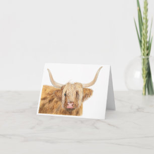 Tarjeta de cumpleaños de Watercolor Highland Cow