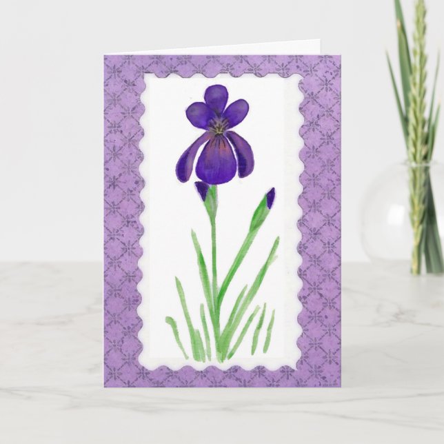 Tarjeta de cumpleaños de Watercolor Iris (Anverso)