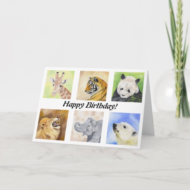 Tarjeta de cumpleaños de Wild Animals (Anverso)