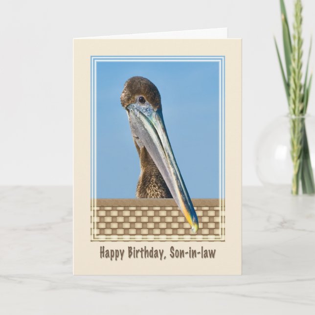 Tarjeta de cumpleaños de yerno con Brown Pelican (Anverso)