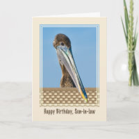 Tarjeta de cumpleaños de yerno con Brown Pelican