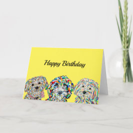 Tarjeta de cumpleaños de Yorkie Bichon Sheepadoodl