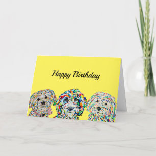 Tarjeta de cumpleaños de Yorkie Bichon Sheepadoodl