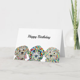 Tarjeta de cumpleaños de Yorkie Bichon Sheepadoodl