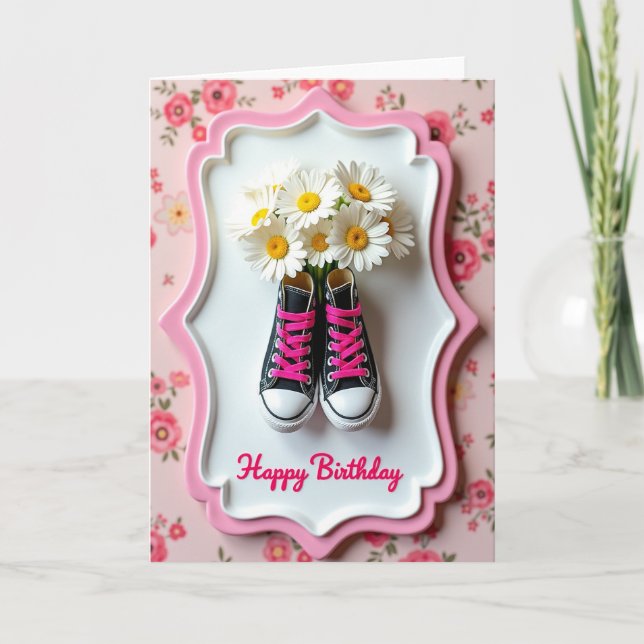 Tarjeta de cumpleaños de zapato rosa (Anverso)