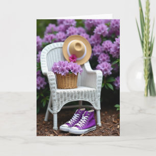 Tarjeta de cumpleaños de zapatos morados