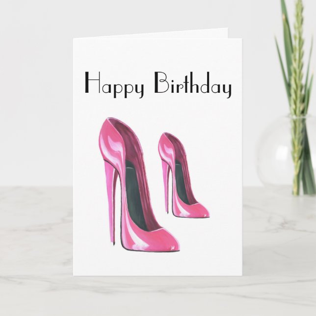 Tarjeta de cumpleaños de zapatos rosados (Anverso)