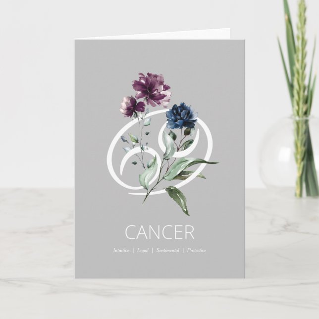 Tarjeta de cumpleaños de Zodiac Symbol de Cáncer (Anverso)
