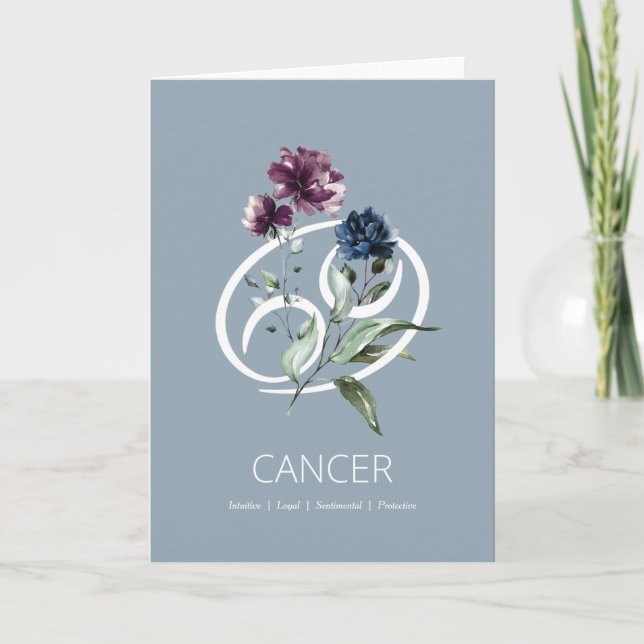 Tarjeta de cumpleaños de Zodiac Symbol de Cáncer (Anverso)