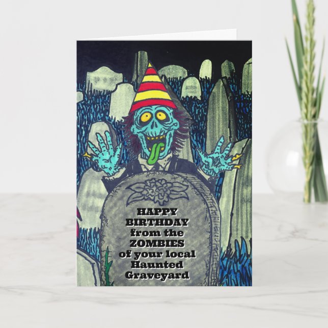 Tarjeta de cumpleaños de ZOMBIE, tímida y ruidosa (Anverso)
