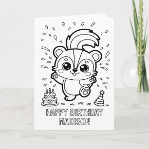 tarjeta de cumpleaños de zorrillo plegable para co