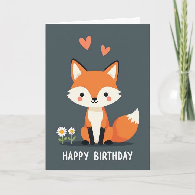 Tarjeta de cumpleaños de zorro (Anverso)