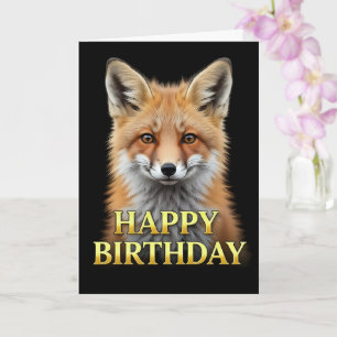 TARJETA DE CUMPLEAÑOS DE ZORRO EN PRIMER PLANO NEG