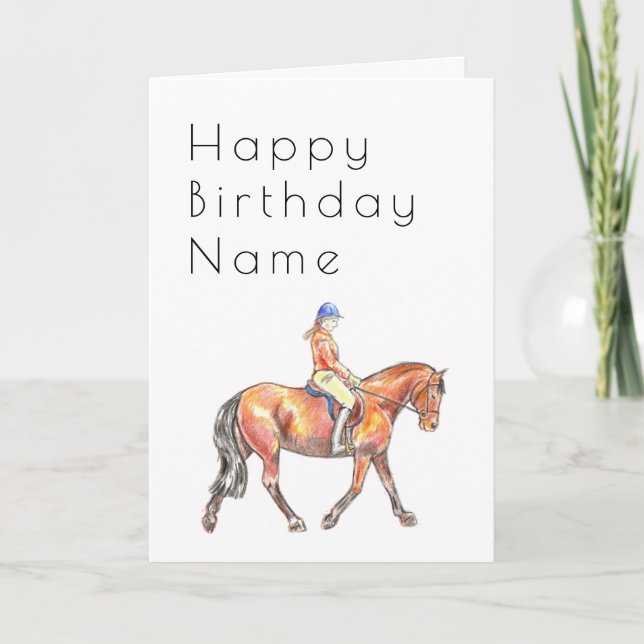 Tarjeta de cumpleaños Deco Bay Horse Trotting Dres (Anverso)